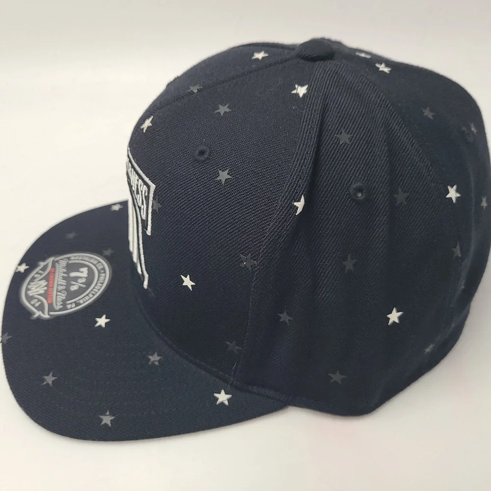 Mitchell & Ness Hat Fitted 7 3/8 Black Gray All‎ Over Print Stars Liberty Bell